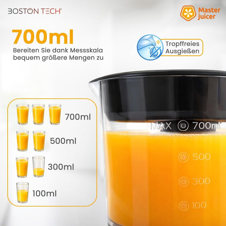 MasterJuicer: Saftpresse Elektrisch | 700 ml, Bidirektionale Rotation, 40W | 2 Kegel, BPA-frei, Trop