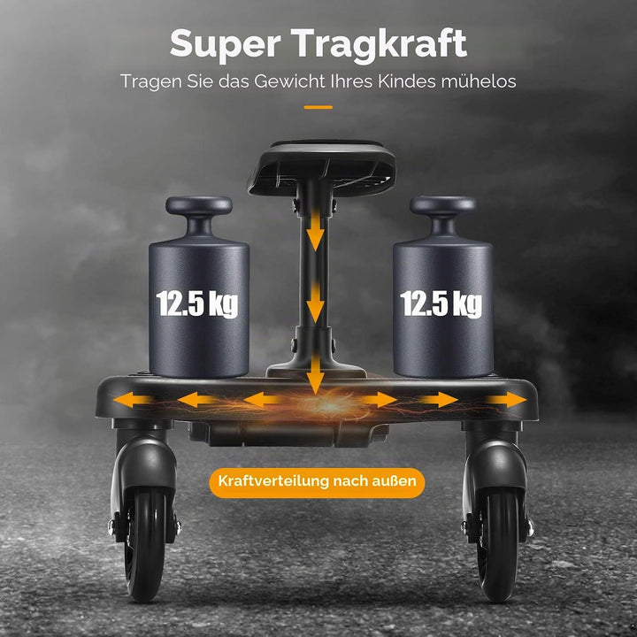 Buggy Board mit Sitz, FNRIDS Trittbrett für Kinderwagen Universal,mit Aufhängegurt, stabiles Two Whe