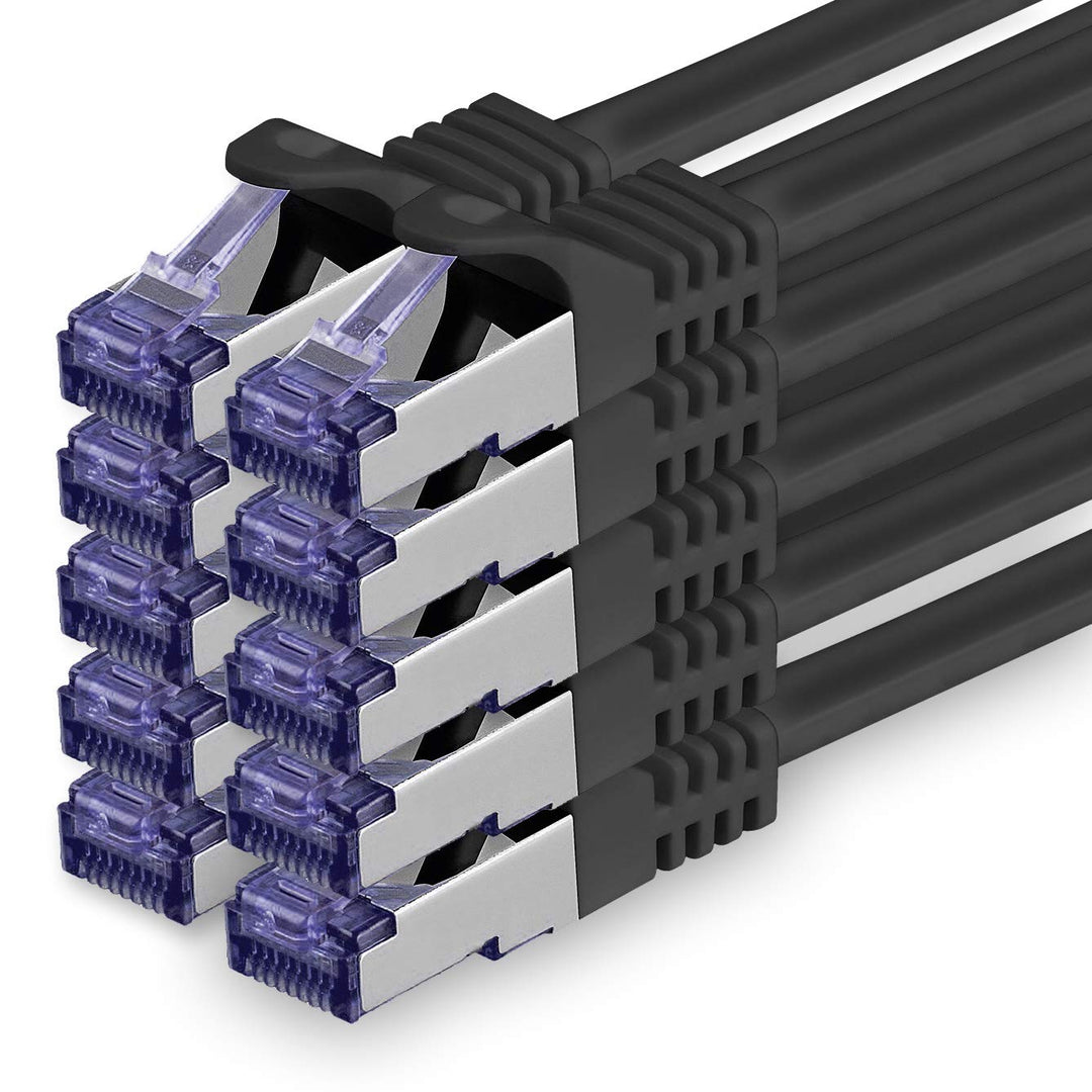 Cat.7 Netzwerkkabel 5m - Schwarz - 10 Stück - Cat7 Patchkabel (SFTP/PIMF/LSZH) Rohkabel 10 Gb/s mit