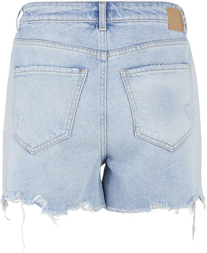 PIECES Damen Pctulla Hw Lb-ba Noos Jeans-Shorts M Light Blue Denim, M Light Blue Denim