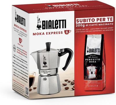 Bialetti Espressokocher Moka Express für 6 Tassen, plus 250 g Perfekt , nicht induktionsfähig, (250