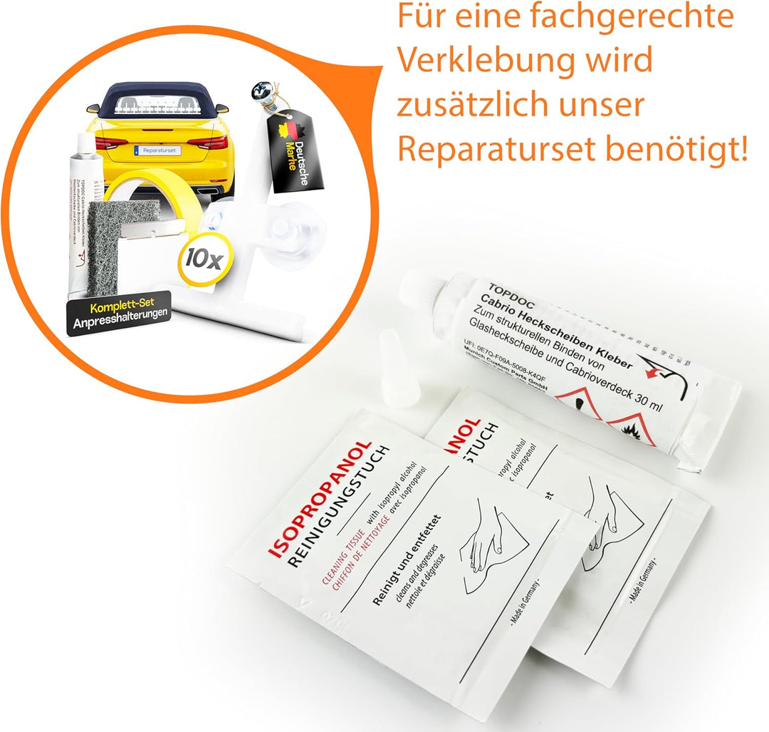 Nubsi Cabrio Verdeck Kleber Scheiben Reparatur Set Heckscheibe neu verkleben