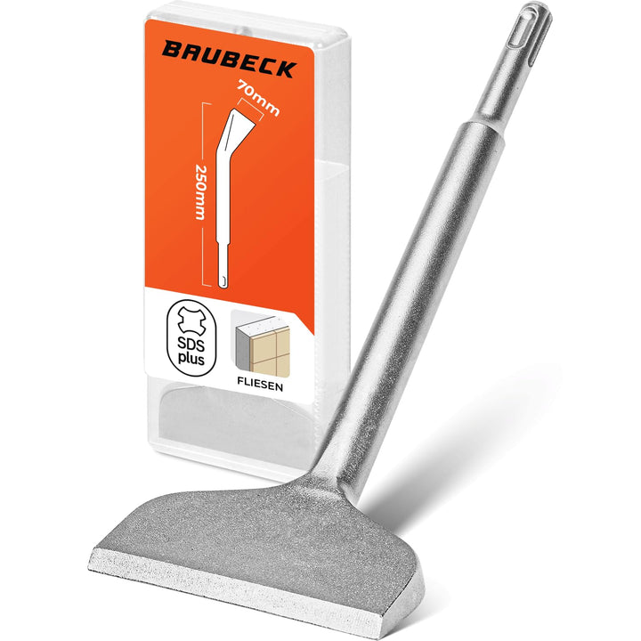 BAUBECK Robuste Fliesenmeissel SDS Plus - schnelles Lösen von Putz & Kleberesten [10° abgewinkelt],