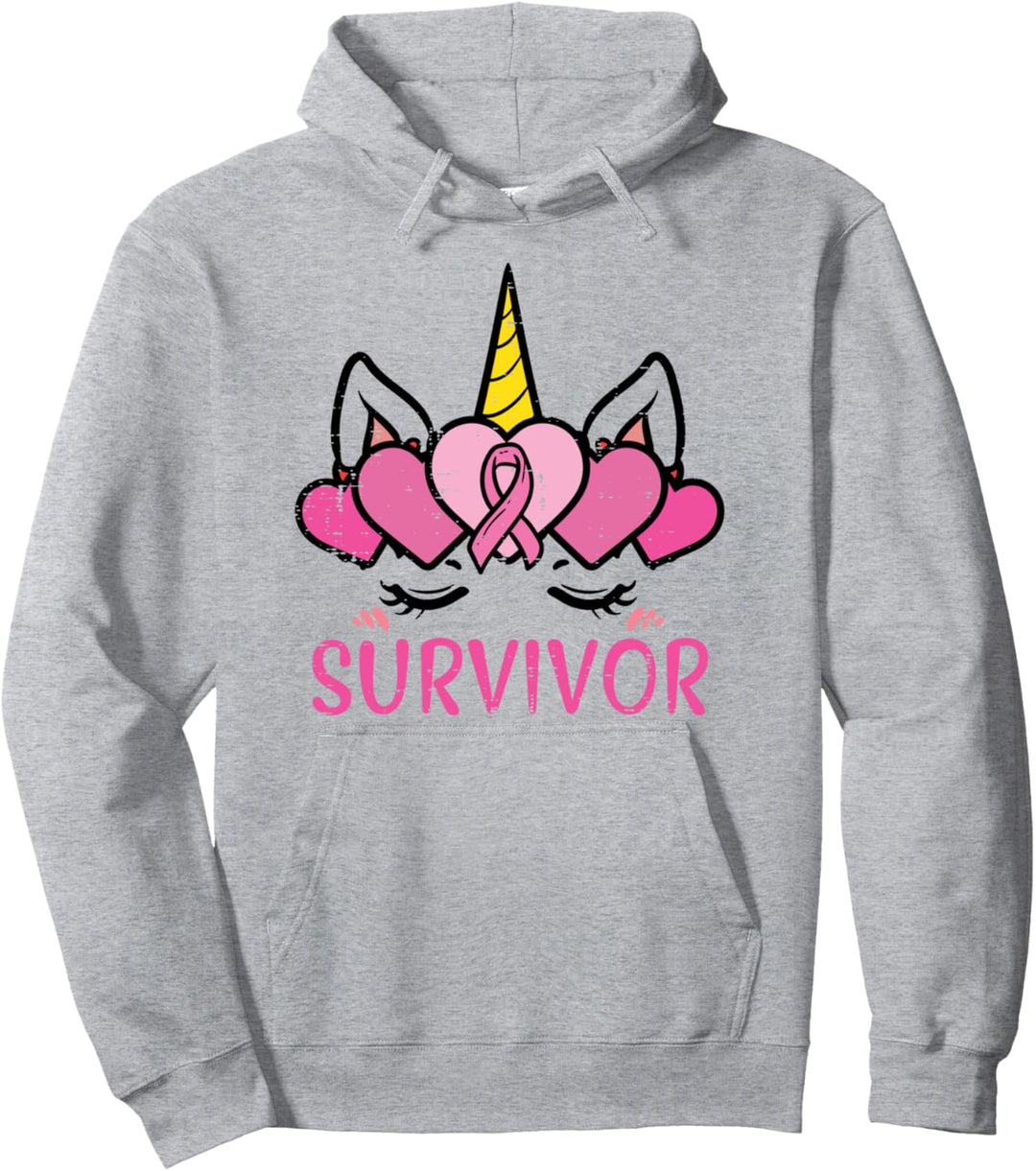 Einhorngesichts-Survivor-Frauen-Bewusstsein für Brustkrebs-Bewusstsein Pullover Hoodie