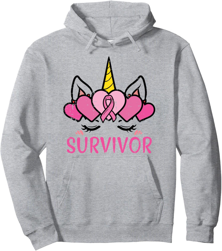 Einhorngesichts-Survivor-Frauen-Bewusstsein für Brustkrebs-Bewusstsein Pullover Hoodie