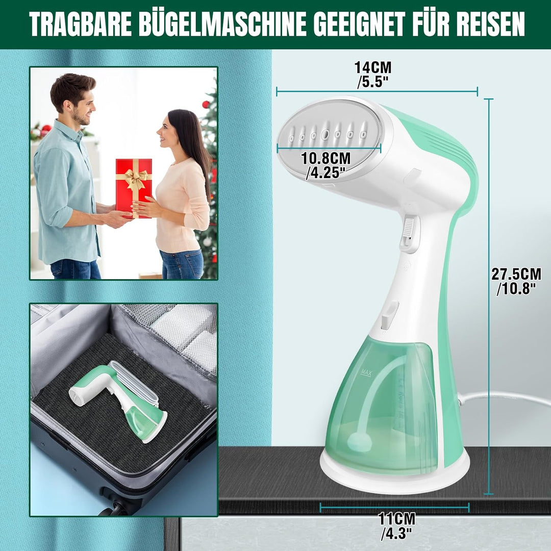 Dampfglätter, 1500W Starker Dampfbügeleisen, 300ml Steamer Wassertank Dampfbürste Faltenentferner fü