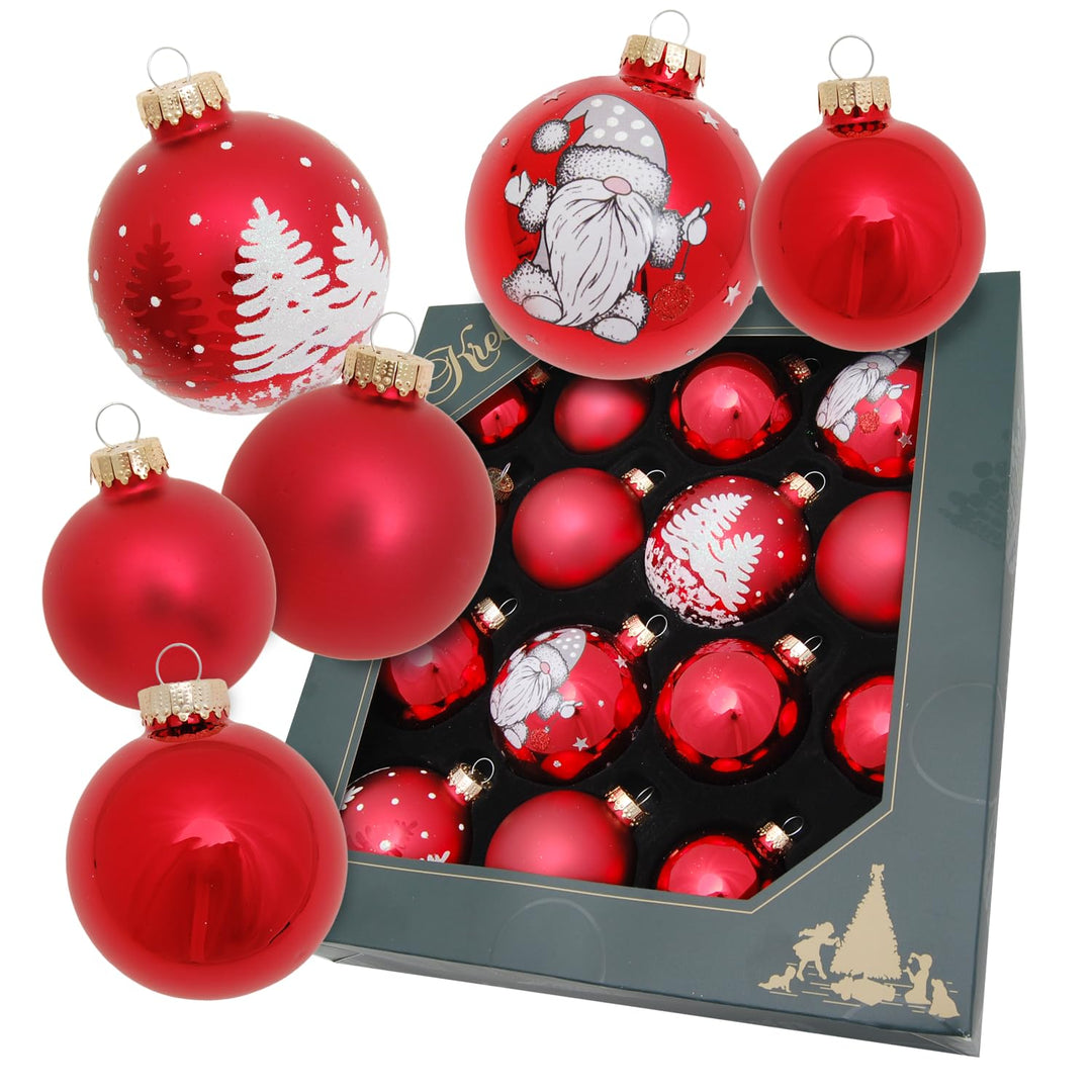 Krebs Glas Lauscha - Weihnachtsdekoration/Christbaumschmuck aus Glas - Weihnachtskugeln - Motiv: Rot
