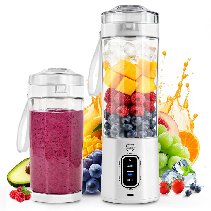 MIAOKE Tragbarer Smoothie-Mixer, 700 ml, wiederaufladbarer Mixer, mit Automatik- und Pulsfunktion, m