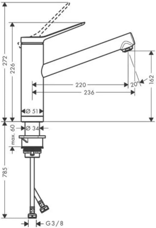 hansgrohe Vorfenster Küchenarmatur Zesis M33, Wasserhahn Küche mit Auslauf Höhe 160 mm, 150° drehbar