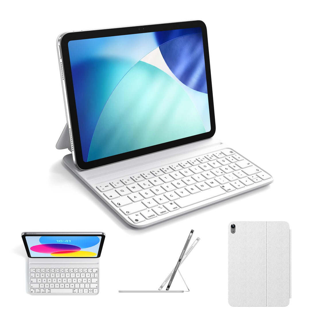 HOU Slim Bluetooth Tastatur Hülle für iPad 11. Gen 2025 (A16) & 10. Gen 2022 – Tastatur per iPad Auf