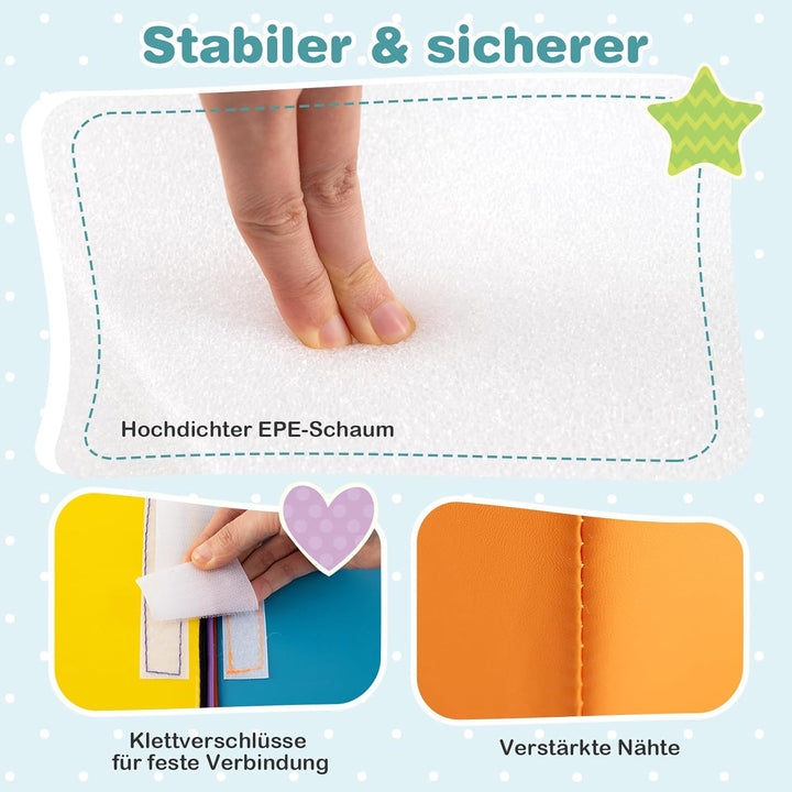 COSTWAY 7 TLG. Schaumstoffbausteine, Softbausteine mit Tunne, Treppe & Rampe, EN71-zertifiziert, Rie