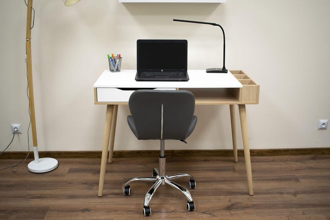 NMK HOME Drehstuhl mit Rollen - Höhenverstellbar Polsterstuhl - Home Office Samt Stuhl mit Geometris