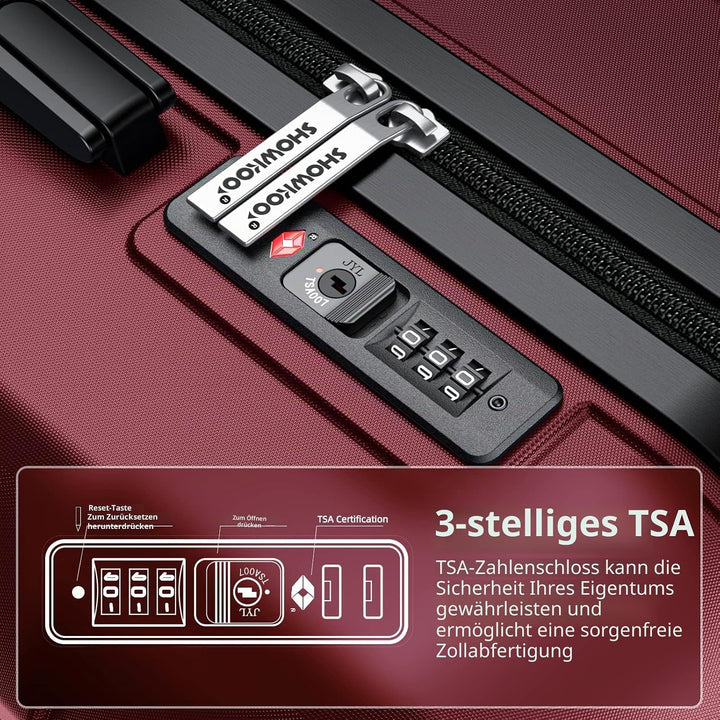 SHOWKOO Koffer Klein Hartschale Leicht ABS+PC Reisekoffer Kabinen Haltbar Handgepäck Sets 4 Rollen T