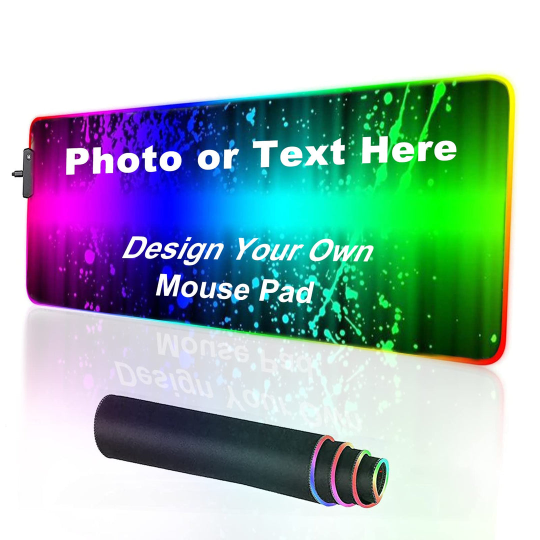 Personalisiertes RGB-Gaming-Mauspad, personalisiertes LED-Mauspad mit Fototext, wasserdichte Oberflä