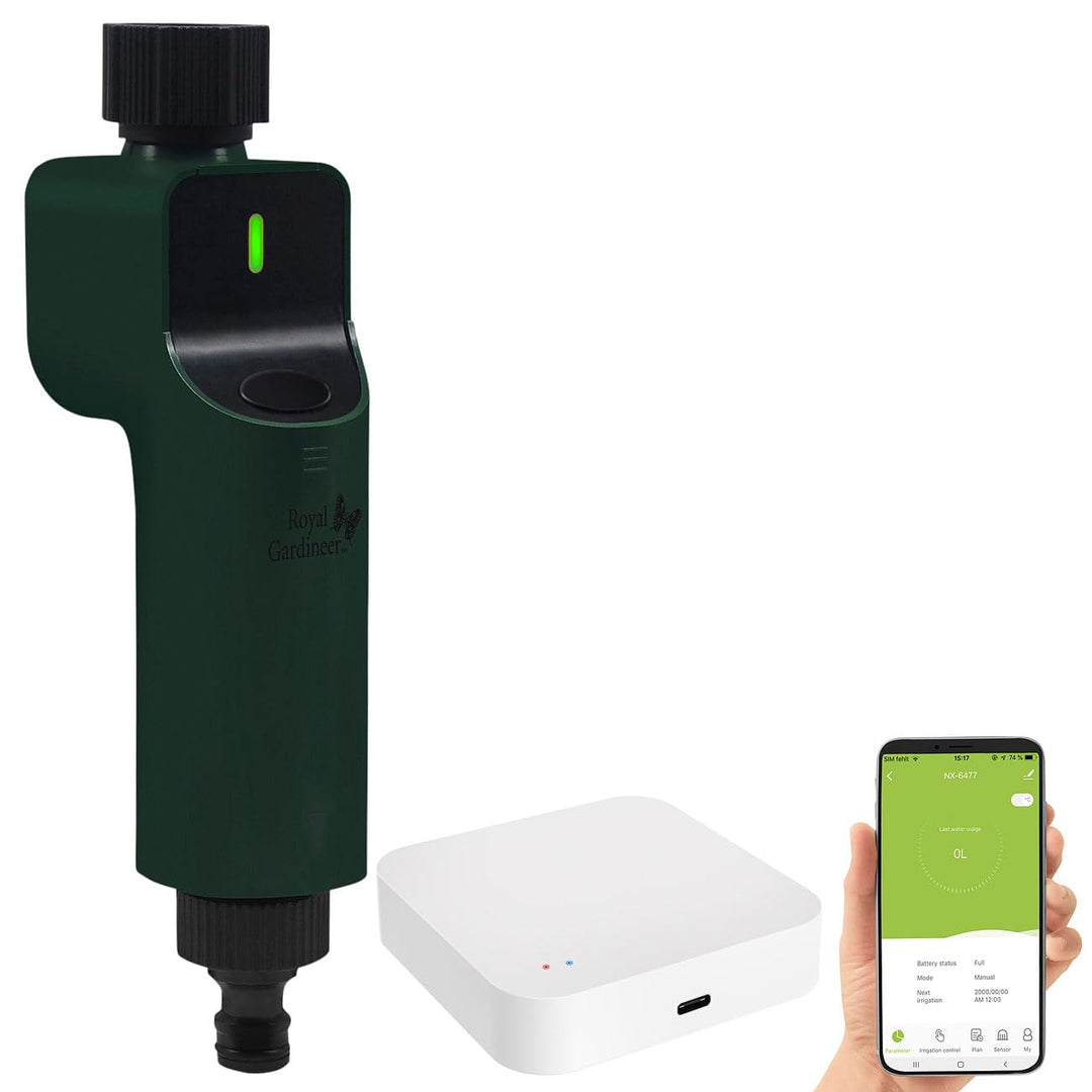 Royal Gardineer ZigBee Wasserventil: Bewässerungsventil mit ZigBee-Gateway, App- und Sprach-Steuerun