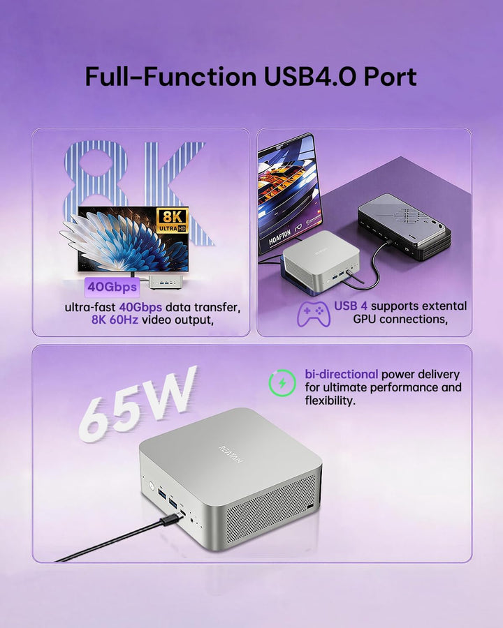 Reatan X8-HK 470 mini PC, AMD Ryzen AI 9 HX-470 (12C/24T, up to 5.2 GHz),48GB DDR5, 2TB SSD,Radeon 8