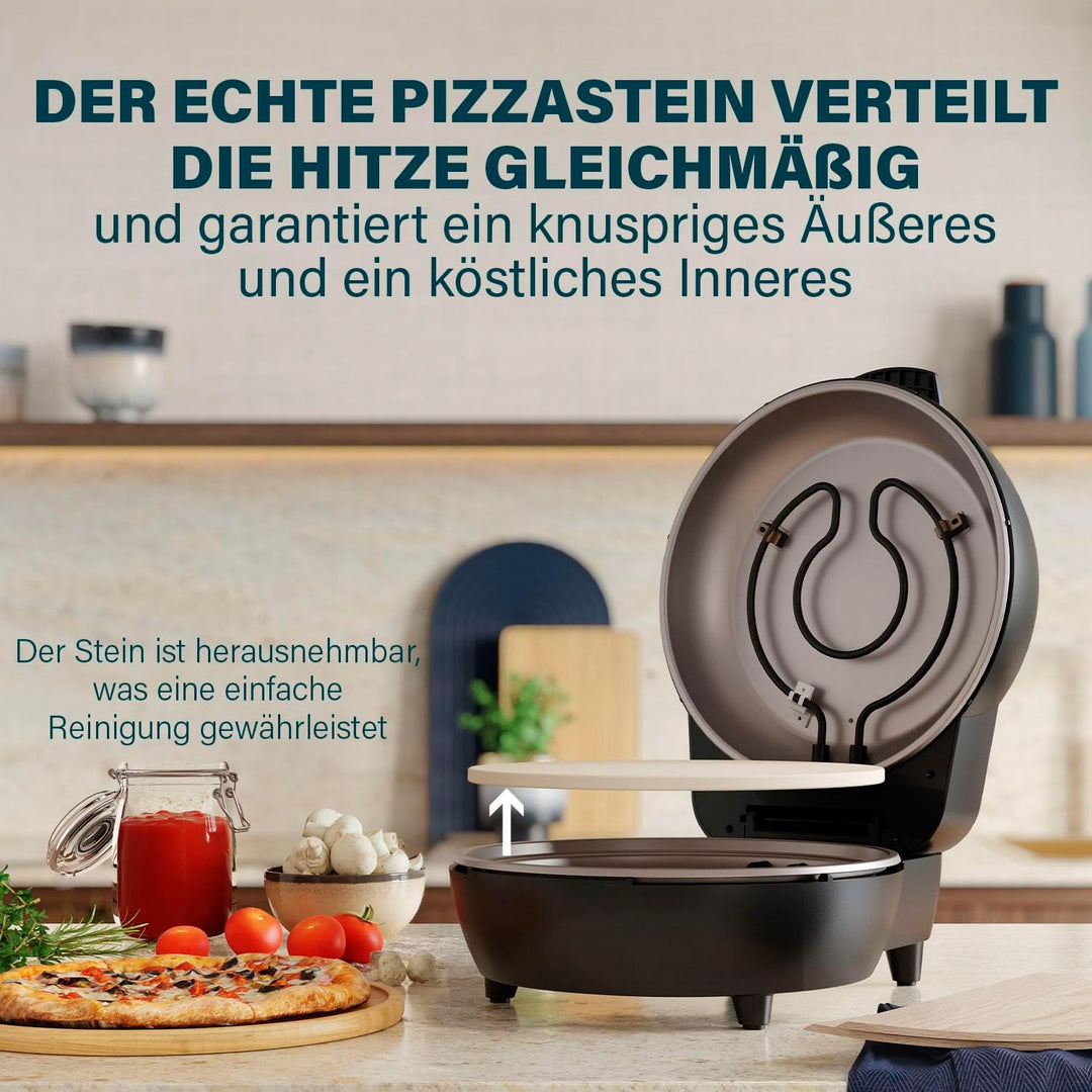 Princess Pizzaofen Pro 115005 – ø30 cm – Echter Pizzastein – Cool-Touch-Gehäuse für sicheren Gebrauc