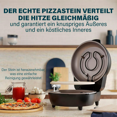 Princess Pizzaofen Pro 115005 – ø30 cm – Echter Pizzastein – Cool-Touch-Gehäuse für sicheren Gebrauc