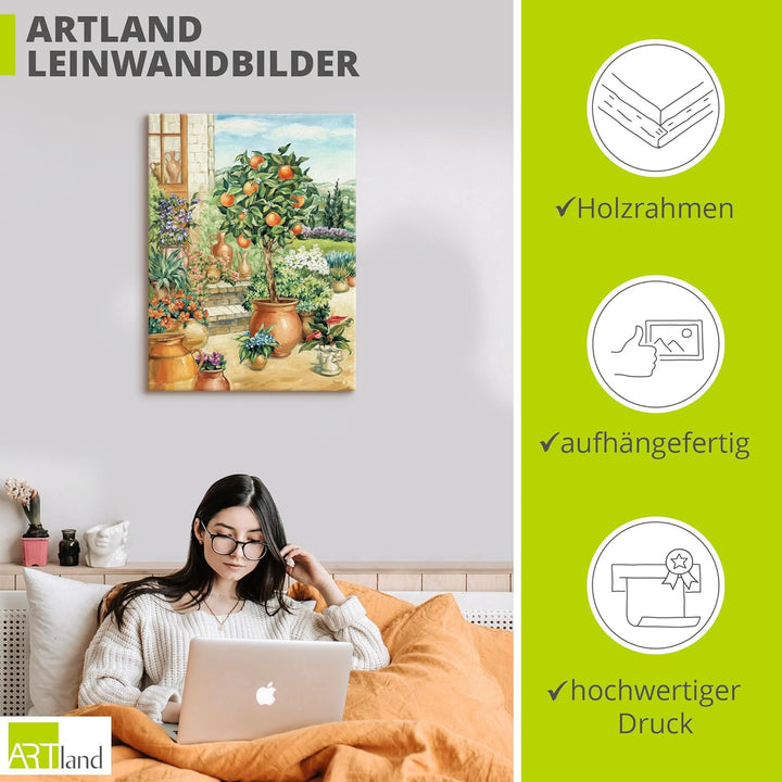 Artland Leinwandbild Wandbild Bild auf Leinwand 60 x 80 cm Landschaften Garten Malerei Grün A6YA Ora