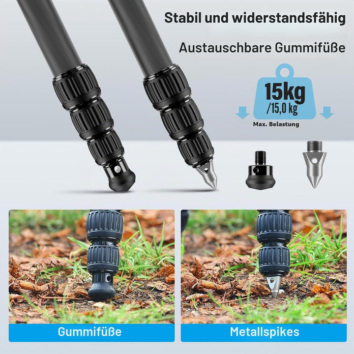 SIRUI AM-284 Carbon Kamera Reise Stativ für professionelles Fotografie, 4 Beinabschnitte, Drehbeinve