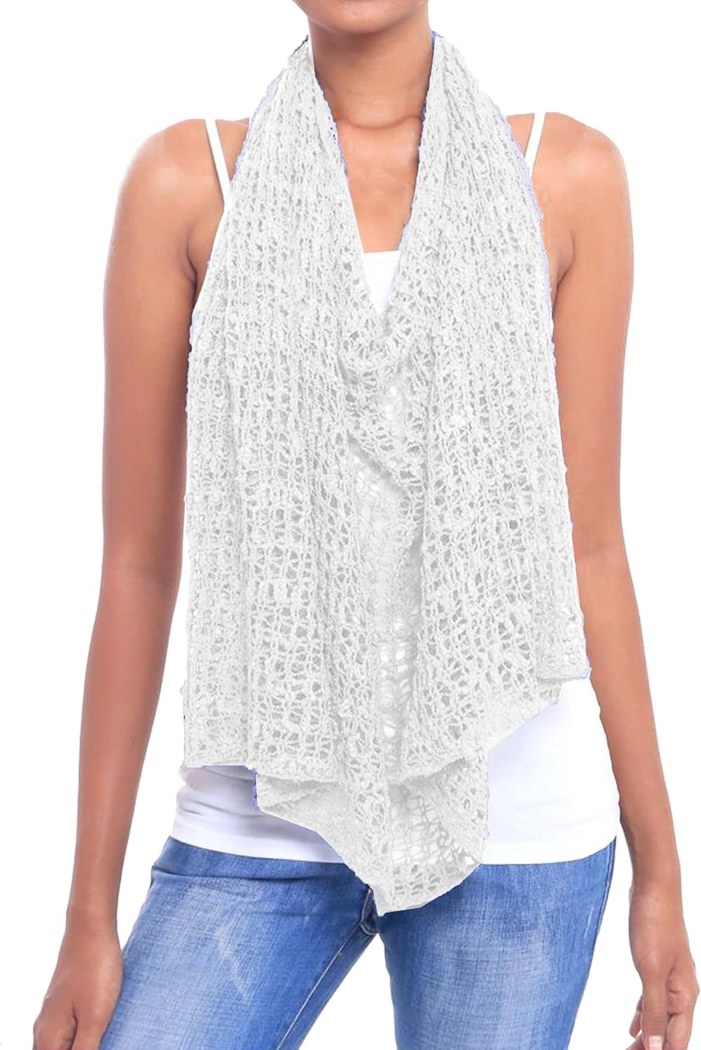 JOPHY & CO. Damen-Poncho aus Netzstoff, Strickoptik, schulterfrei, für Sommer und Frühling, leicht u