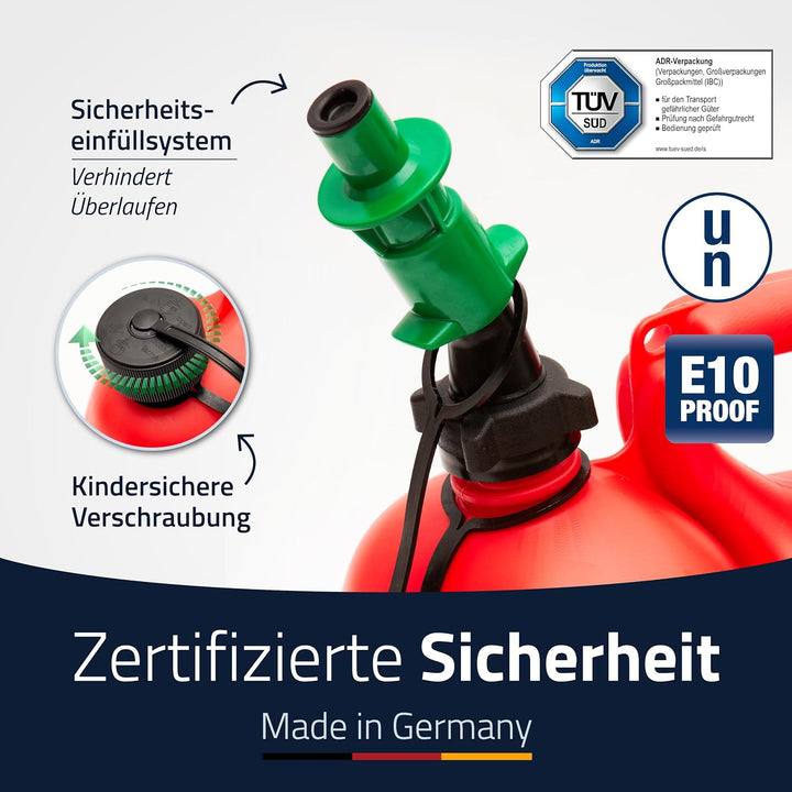 hünersdorff 805062 PROFI Doppelkanister / Kombikanister für Kraftstoff und Öl mit Satteltasche und z