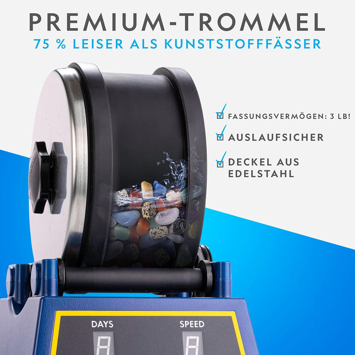 National Geographic Steintrommel-Set - Extra grosse 1,36 kg Kapazität, 1,36 kg ungeschliffene Edelst