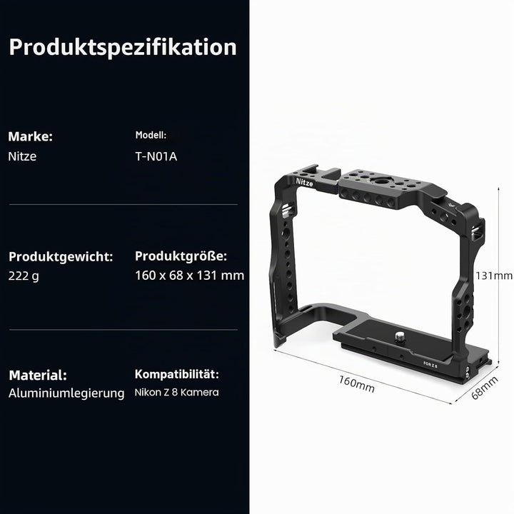 Nitze Z8 Camera Cage für Nikon Z 8 Kamera, Z8 Kamerakäfig Vollkäfig mit Integrierter NATO Schiene, Z