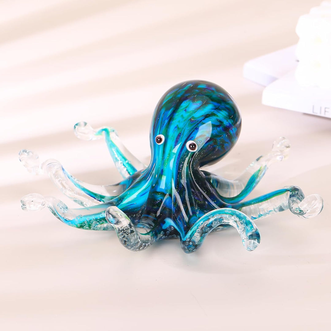 LCCCK Glas-Oktopus-Statue, Heimdekoration, mundgeblasenes Glasdekor, Ozean-Figuren, Oktopus-Skulptur