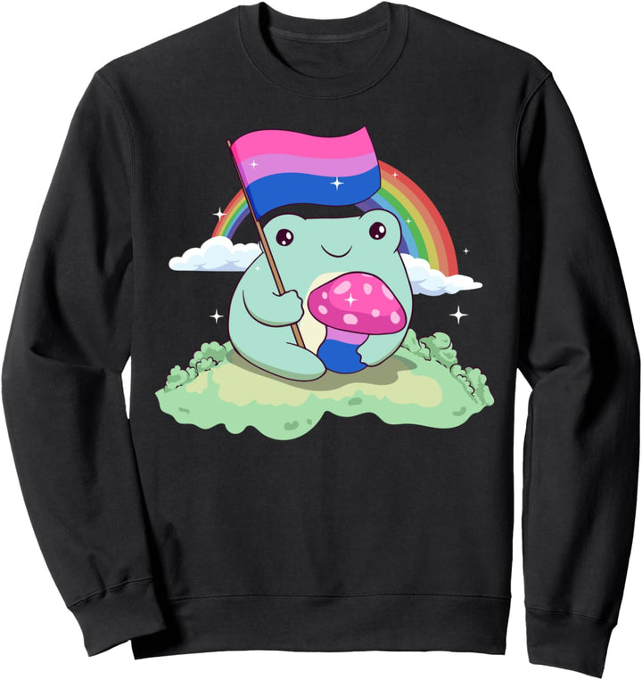 Bisexual Pride Bi Kawaii Frosch Pilz Bisexuelle Flagge LGBT Sweatshirt