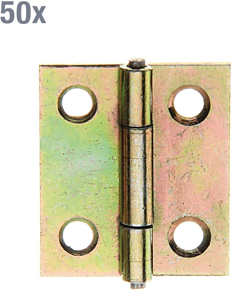 Alberts 849924 Scharnier | schmal | galvanisch gelb verzinkt | 25,5 x 22 mm | 50er Set, 25,5 x 22 mm