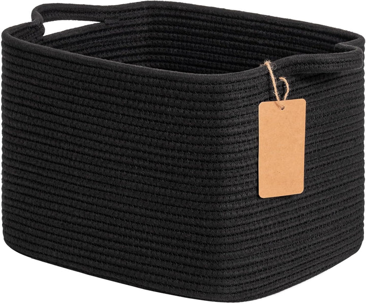 Aufbewahrungskorb Schwarz, Aufbewahrungskorb Klein, Korb Geflochten mit Griffen, Geschenkkorb Leer,
