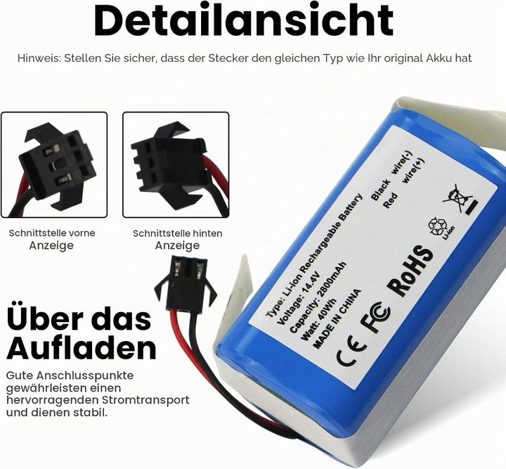 ANTIEE Vacuum Cleaner Akku Kompatibel mit LEFANT T700/M210P/M1/Venga VG RVC 3000 RoboVac 2800mAh, 14