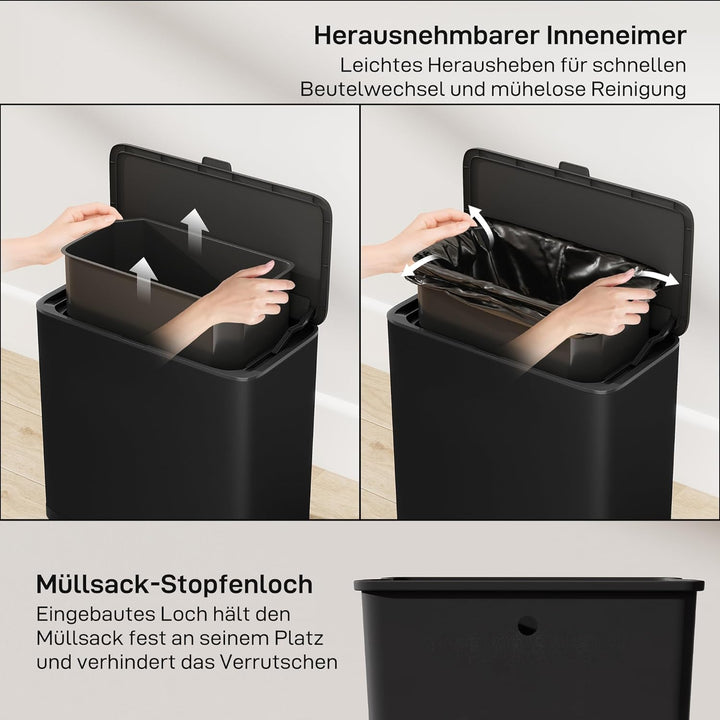 HOMCOM Mülleimer 8 L hängend Abfalleimer mit ofen bleibendem Deckel und abnehmbarem Inneneimer, Abfa