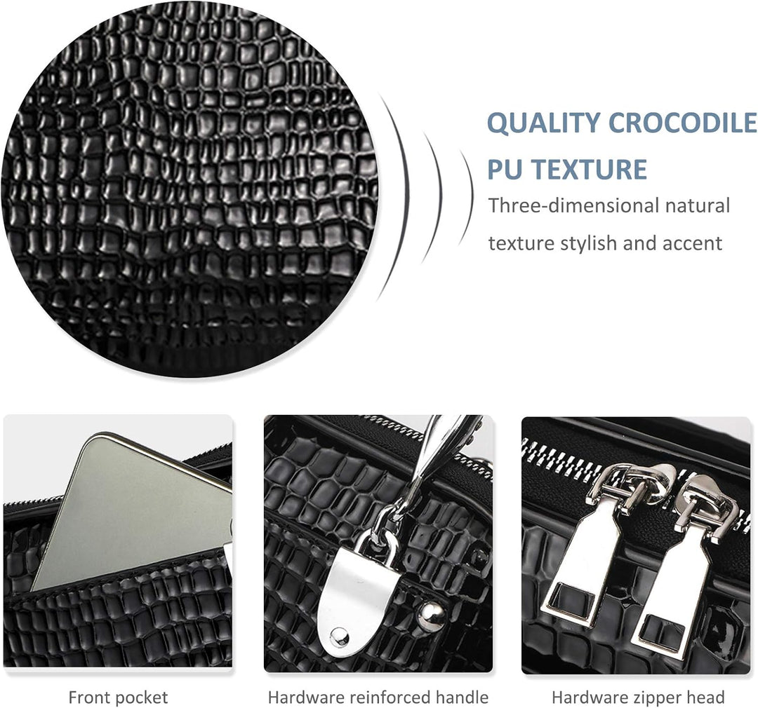 NICOLE & DORIS Retro Handtasche für Frauen Schultertaschen Klassische Krokodil Umhängetasche PU Lede
