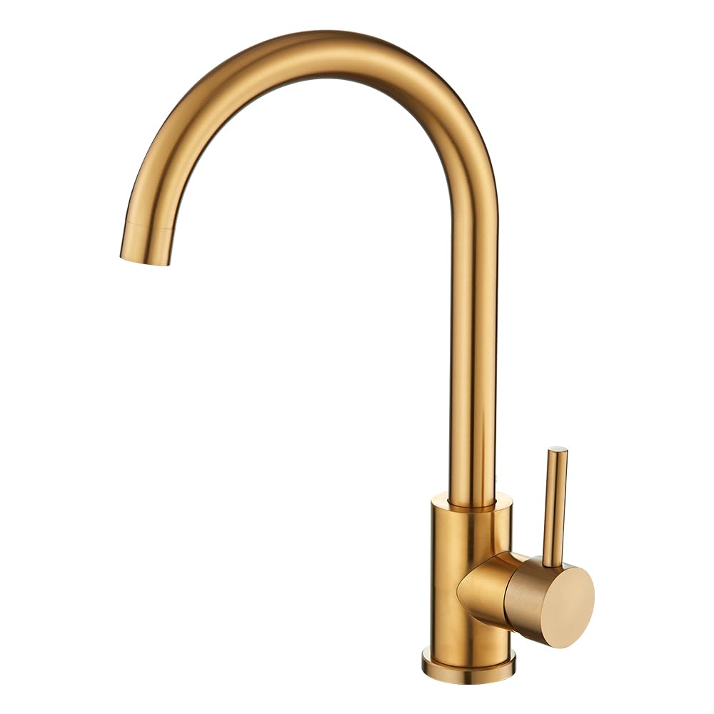 VALAZ Wasserhahn Küche Gold Gebürstet | Küchenarmaturen | Wasserhahn Sprudelwasser, Wassersparend, S
