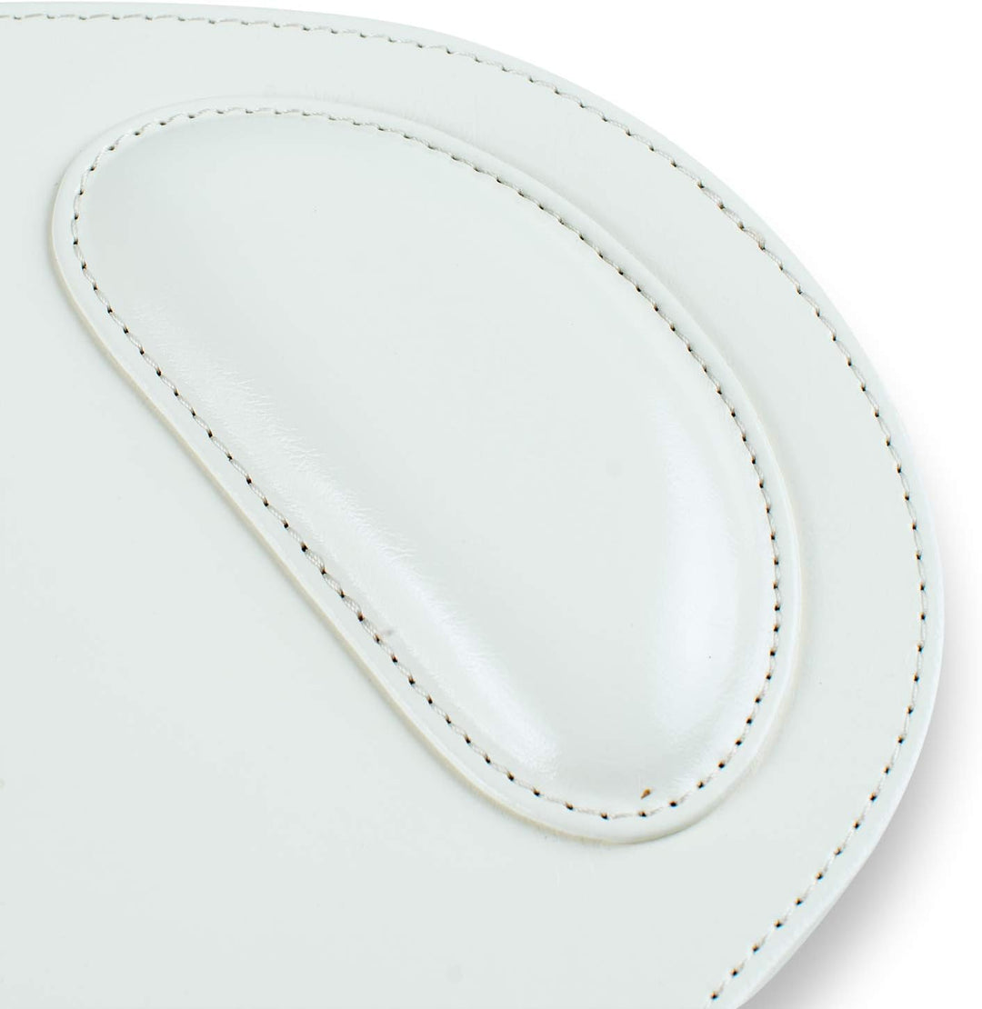 Londo Leder Oval Mouspad mit Handgelenkauflage - Rutschfesten Unterseite, Glatte Oberfläch Weiss, We
