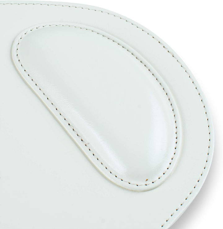 Londo Leder Oval Mouspad mit Handgelenkauflage - Rutschfesten Unterseite, Glatte Oberfläch Weiss, We
