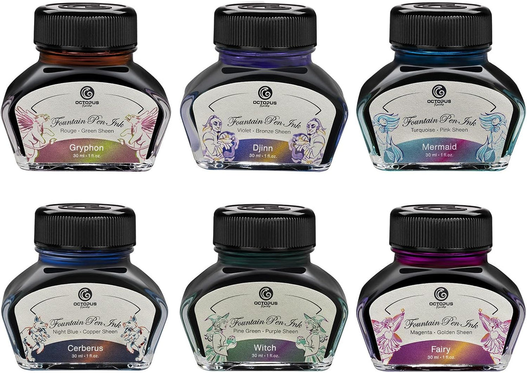 Octopus Fluids Füllhaltertinte Sheen mit Konverter, Mermaid, Petrol, 30 ml Mermaid 30 ml, Mermaid 30