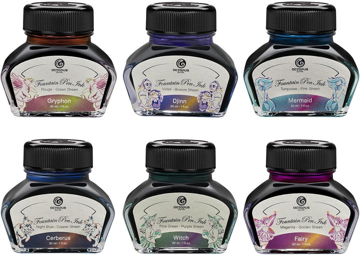 Octopus Fluids Füllhaltertinte Sheen mit Konverter, Mermaid, Petrol, 30 ml Mermaid 30 ml, Mermaid 30