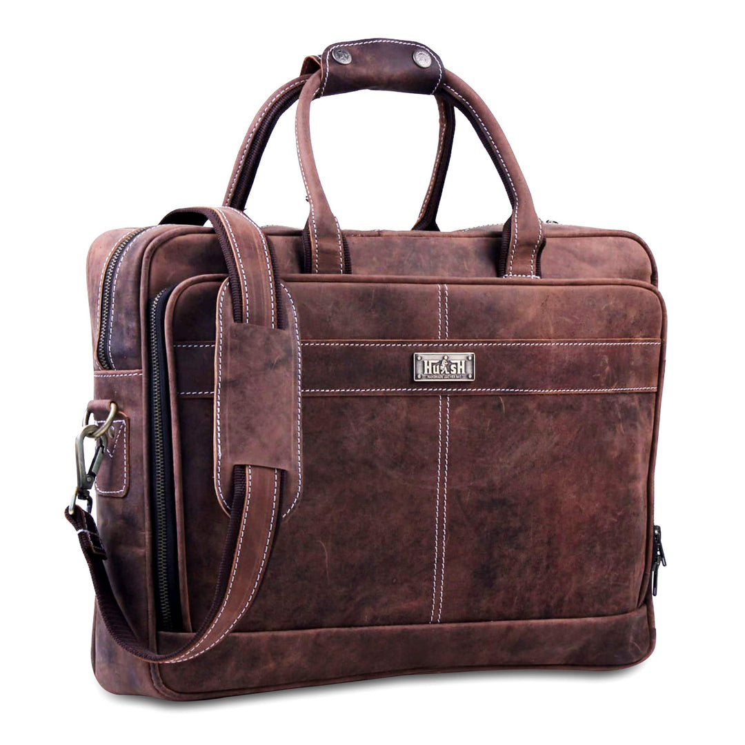 18 Zoll leather Laptop-Tasche für Männer: messenger Bag aus hochwertigem, weichem Leder Briefcase fü