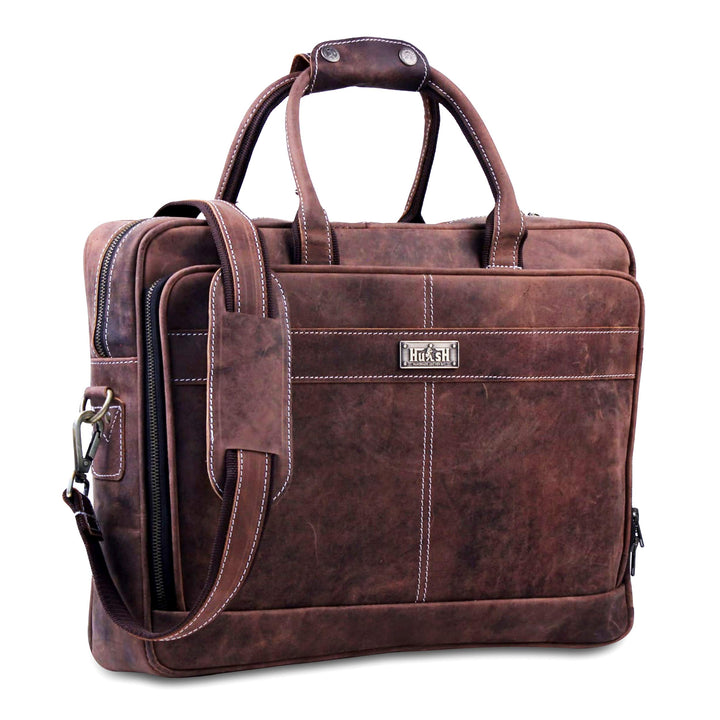 18 Zoll leather Laptop-Tasche für Männer: messenger Bag aus hochwertigem, weichem Leder Briefcase fü