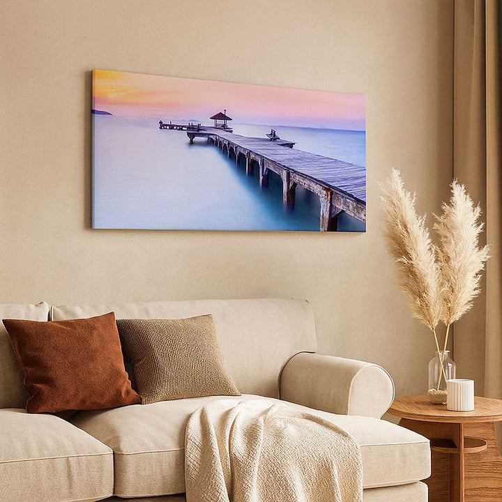 Panorama Bilder auf Leinwand 100x40cm Leinwandbild Strand Wasser Meer Urlaub Gross Wanddeko Bild Sch