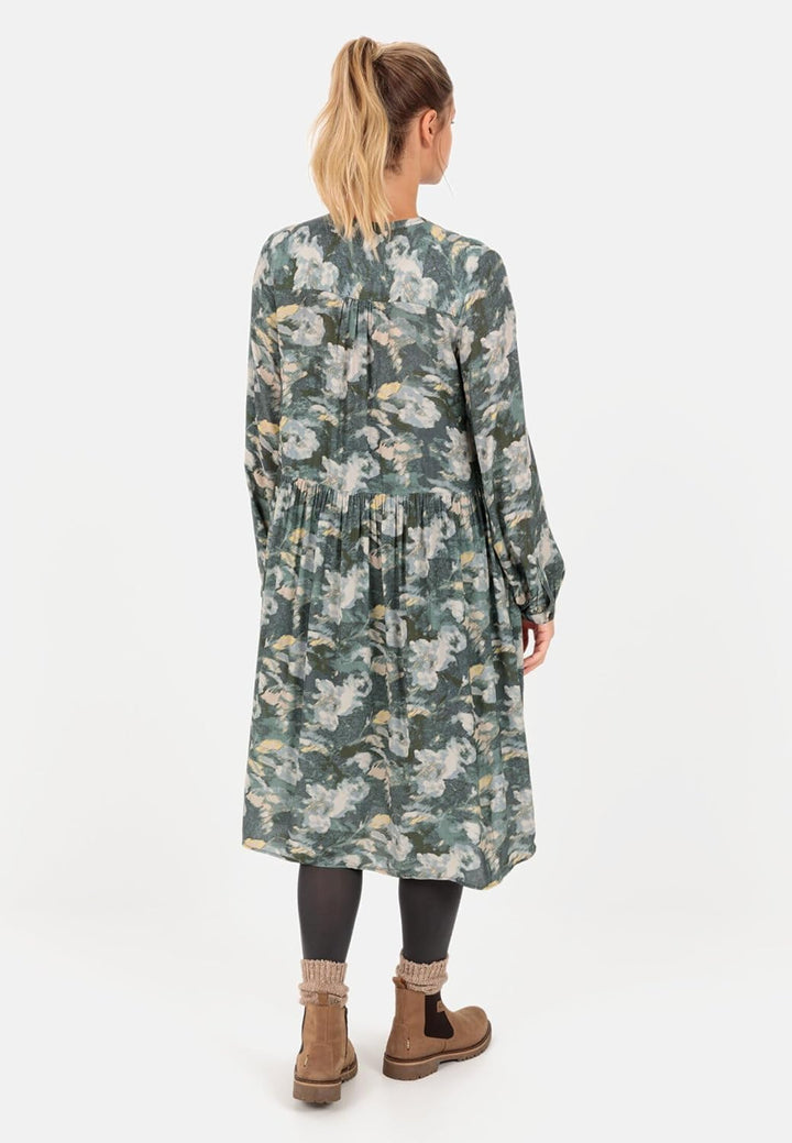 camel active Damen Kleid mit Allover-Print S Aop Smoke Khaki, S Aop Smoke Khaki