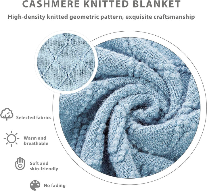 LumiSyne Gestrickte Decke Mit Quaste Einfarbig Geometrische Muster Kuscheldecke Strickdecke Tagesdec