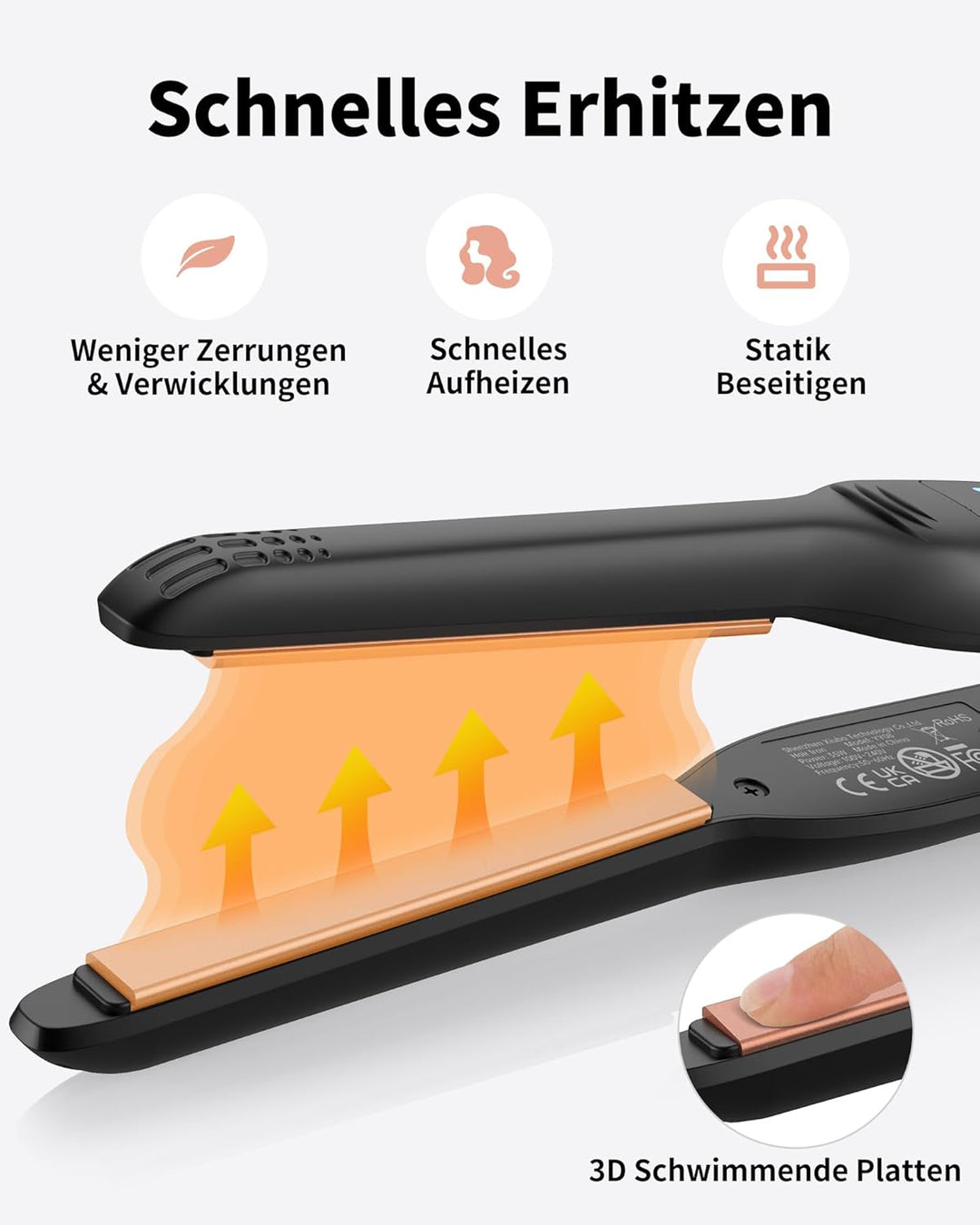 DSHOW Glätteisen für kurze haare, Haarglätter, Kleiner Haarglätter 2 in 1, Bart und pony, Glätteisen