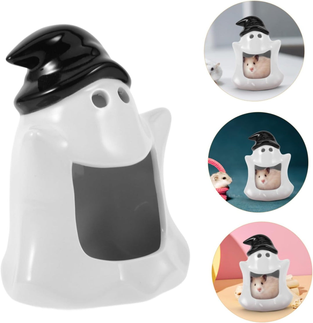 HEMOTON Keramisches Hamster Nest Halloween Geisterform Kühlversteck für Sommer Hamsterhaus für Klein