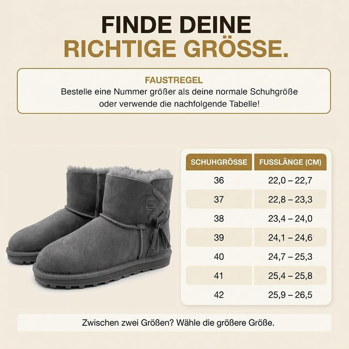 Rohn Lammfell Boots Stockholm, Winter-Stiefel aus 100% Lammfell, warme Schneeschuhe 37 EU Grau, 37 E