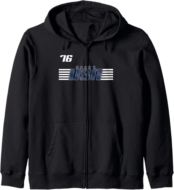 Trendy USA Blue Stars 76 Pocket Logo Kapuzenjacke