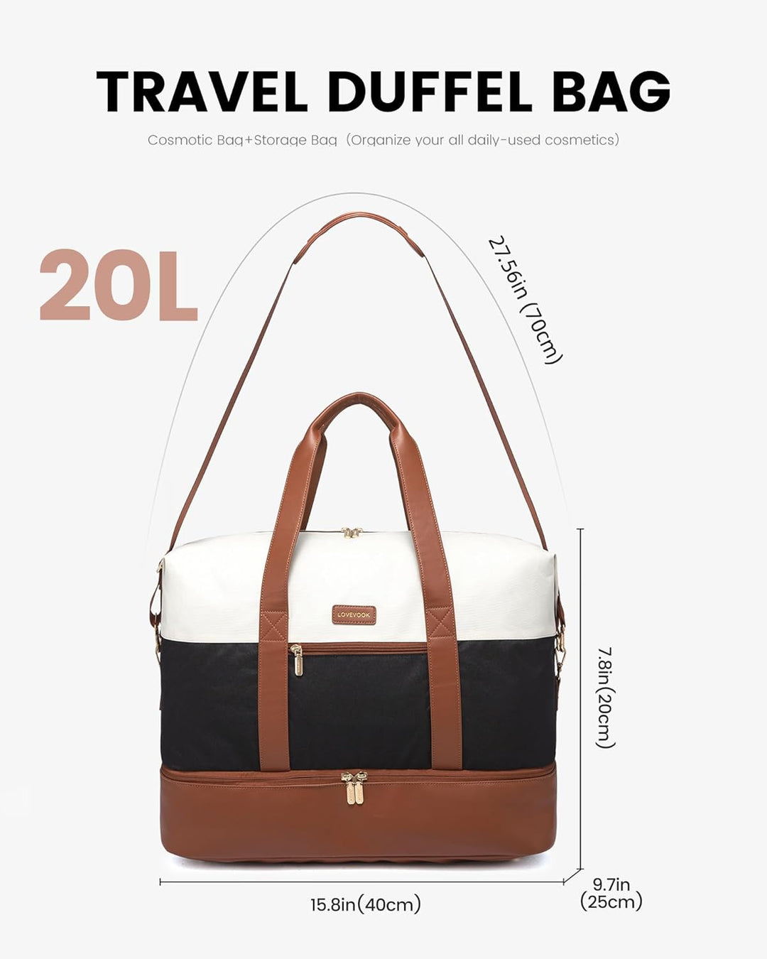 LOVEVOOK Handgepäck Tasche Für Flugzeug 40x20x25, Reisetasche Weekender Damen für Ryanair, Klein Spo